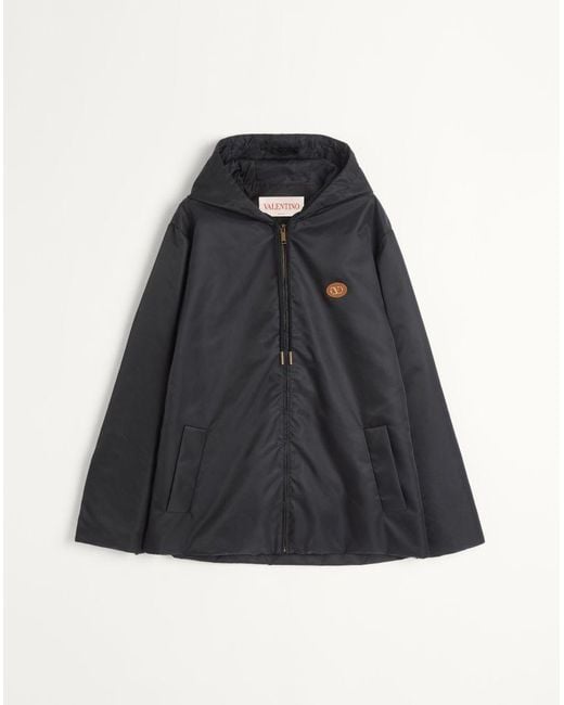 Valentino Blue Nylon Hooded Windbreaker With Vlogo Patch 44 for men