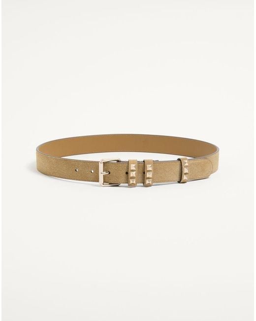 Valentino Garavani Natural Rockstud Suede Belt 30 Mm