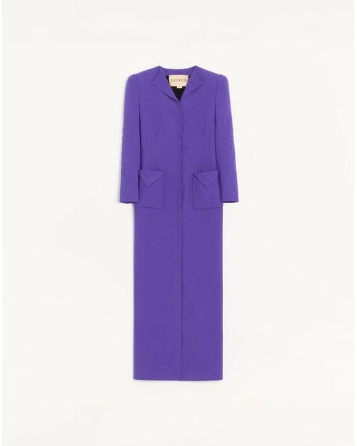 Valentino Purple Embroidered Cady Satin Coat