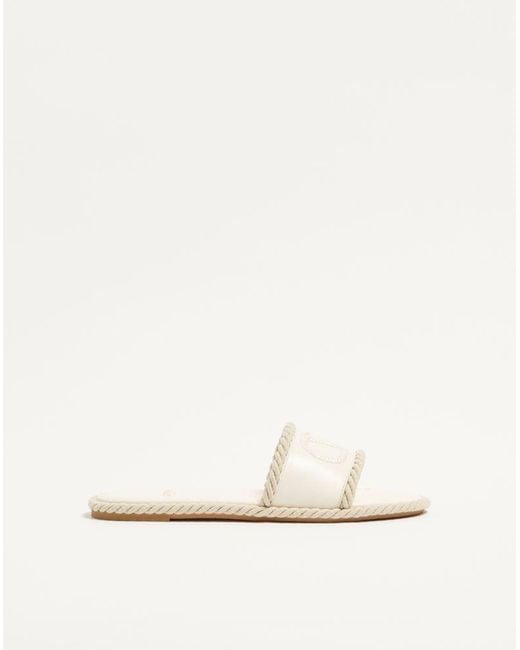 Valentino Garavani Natural Vlogo Torchon Slide Sandal