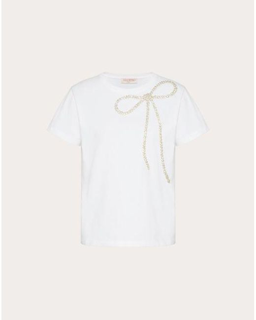 Valentino Natural Embroidered Jersey T-shirt