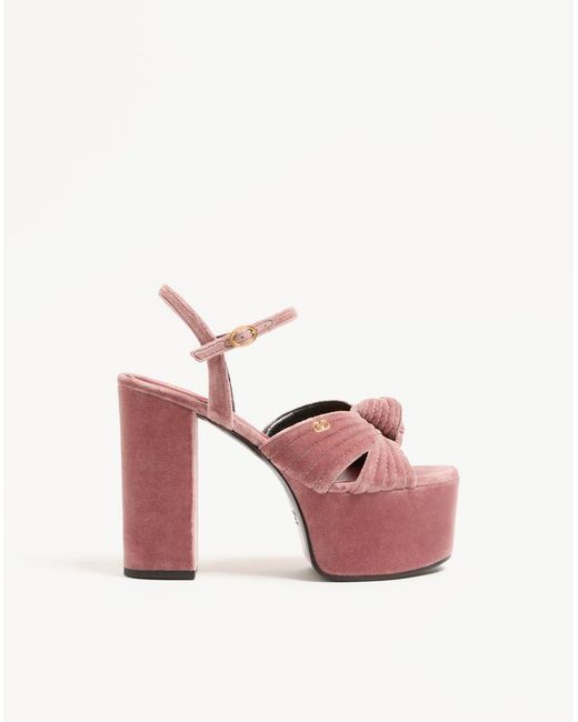 Valentino Garavani Pink Crasher Velvet Platform Sandal 125Mm 37