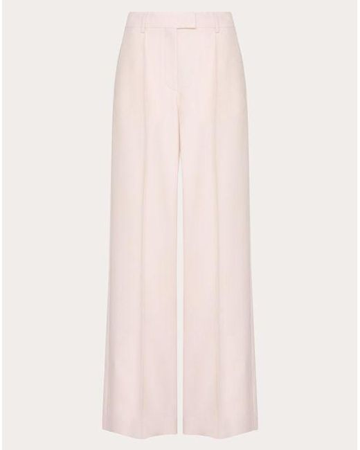 Valentino Pink Textured Wool Silk Trousers