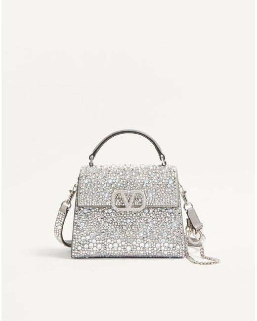 Valentino Garavani Natural Vsling Mini Handbag With Sparkling Embroidery