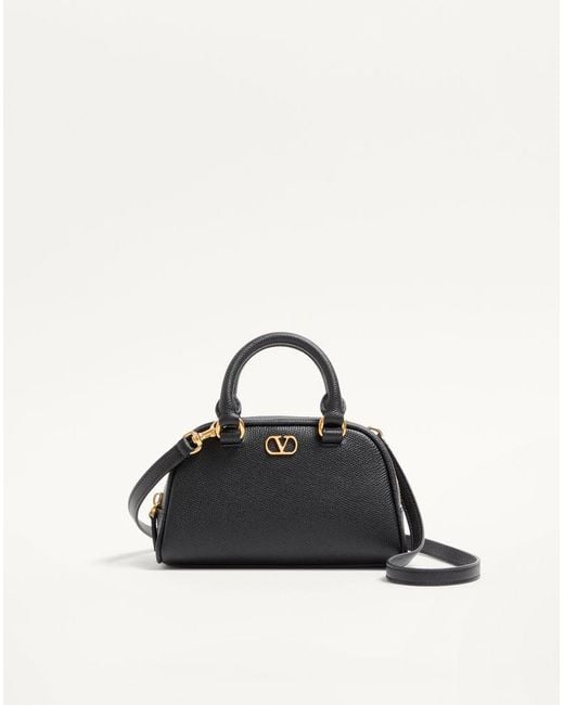 Valentino Garavani Black Mini Vlogo Signature Bowling Bag