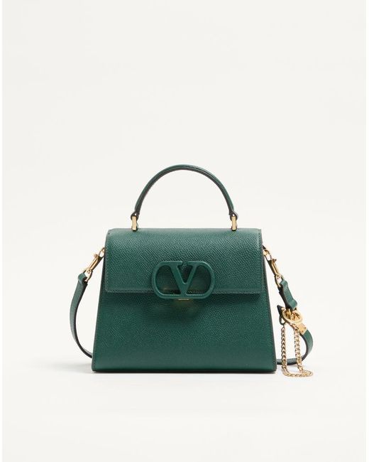 Valentino Garavani Green Small Vsling Grainy Calfskin Handbag