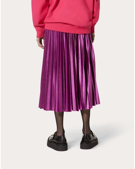 Valentino Pleated Jersey Velvet Skirt in Purple - Lyst