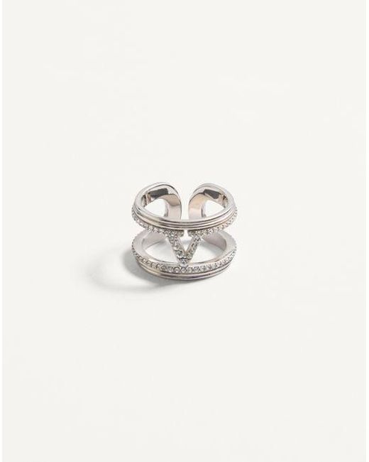 Valentino Garavani オヴァレット メタル X スワロフスキー®クリスタル リング 女性 Rhodium White