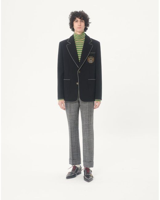 Valentino Blue Single Breasted Wool Jacket With Patch 44 for men