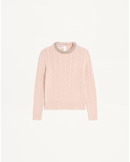 Valentino Pink Embroidered Wool Jumper