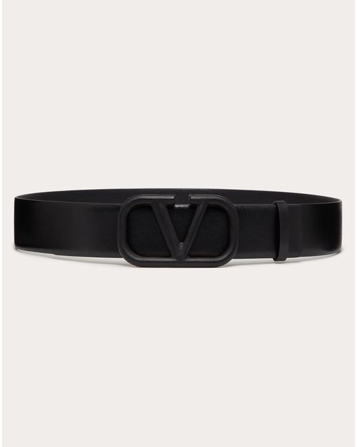 Valentino Garavani Leather Vlogo Signature Belt In Glossy Calfskin 70mm