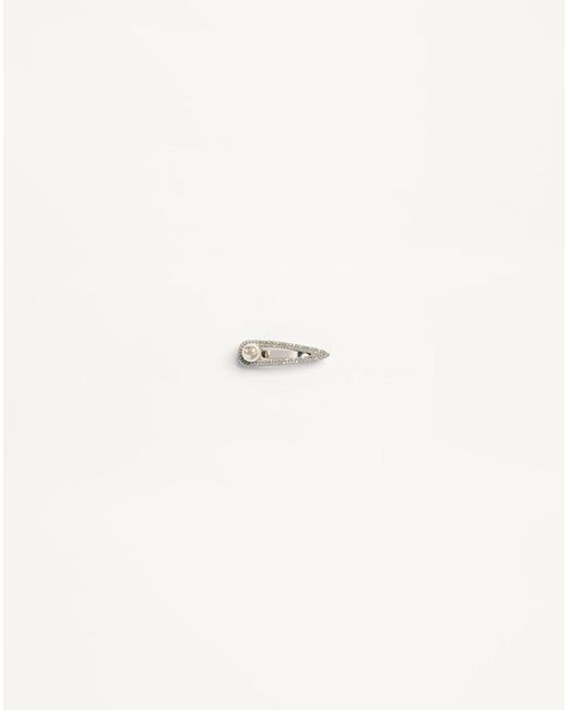 Pince À Cravate Vlogo Signature En Métal Avec Perle Et Cristaux Swarovski Homme Valentino Garavani pour homme en coloris Natural