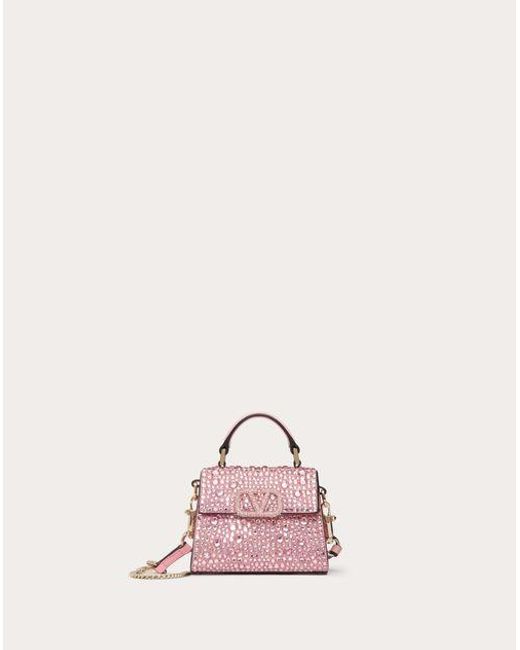 Valentino Garavani Pink Mini Vsling Embroidered Handbag