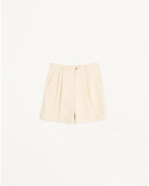 Valentino Bermudashorts Aus Baumwoll-Canvas Mit Bündchen Mann in Natural für Herren
