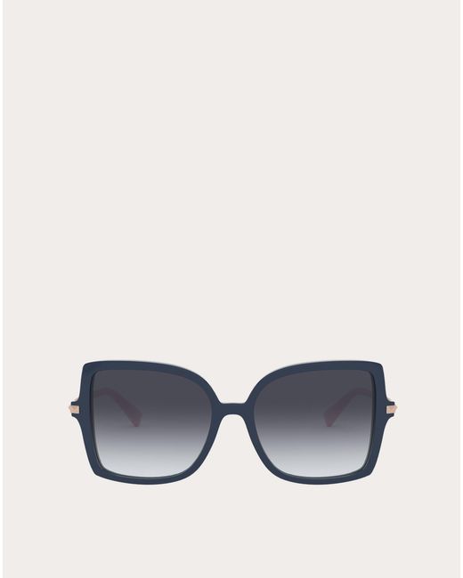 Valentino Black Rechteckige Sonnenbrille Aus Acetat Mit Stud