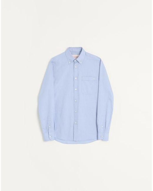 Valentino Blue Cotton Oxford Shirt With Vlogo Embroidery for men