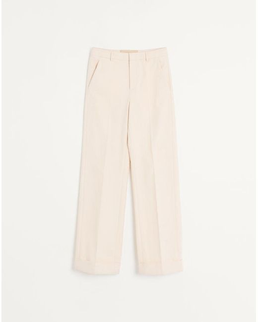 Valentino Natural Cuffed Cotton Canvas Trousers for men