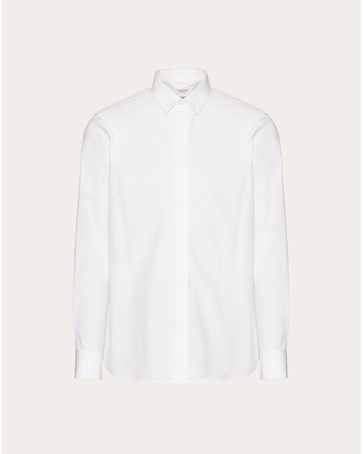 Valentino White Cotton Shirt With Rockstud Untitled Studs for men