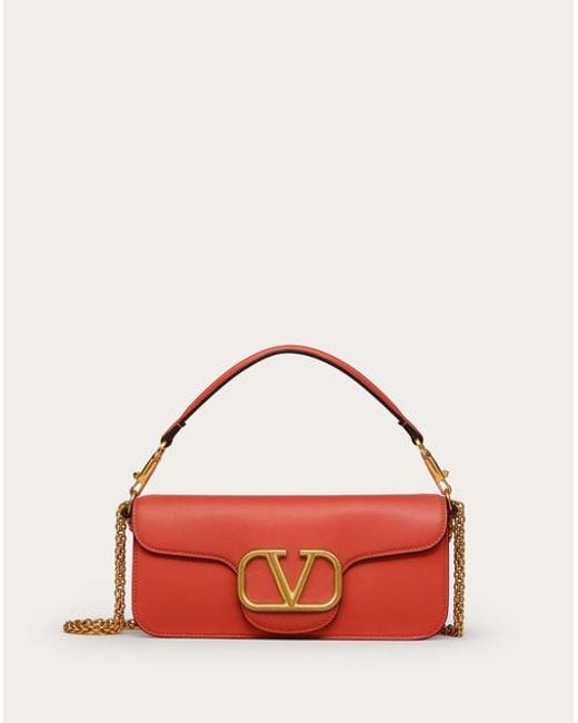 Valentino Garavani Red Locò Calfskin Shoulder Bag
