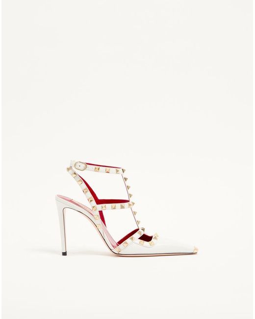 Valentino Garavani White Rockstud Kidskin Pumps 100Mm 36.5