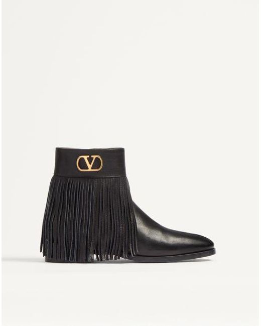 Valentino Garavani Black Pat Buffalo Ankle Boot for men