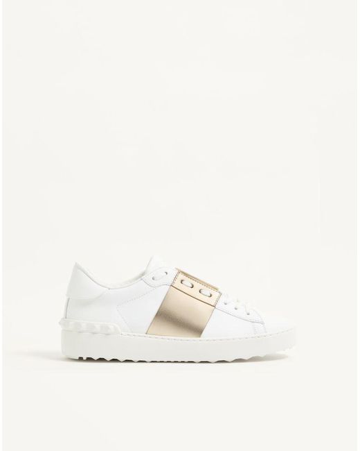 Valentino Garavani White Open Sneaker With Metallic Stripe