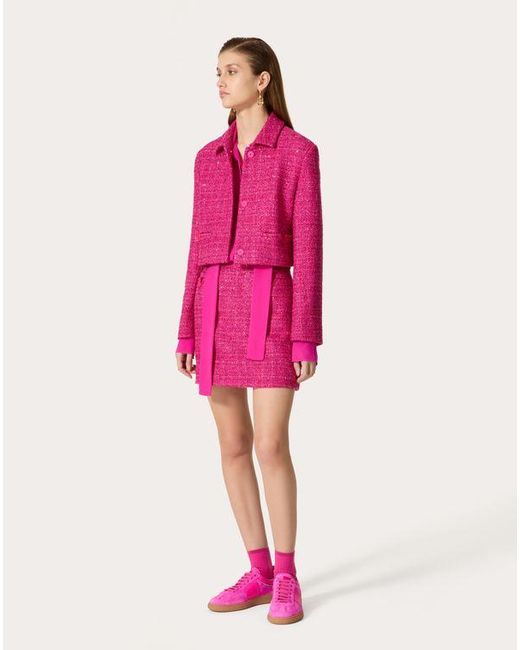 Valentino Pink Glaze Tweed Light Miniskirt
