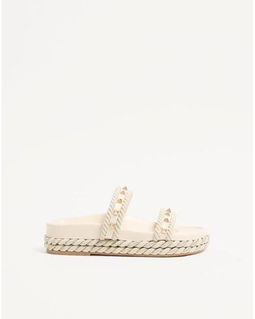 Valentino Garavani White Rockstud Slide Sandal