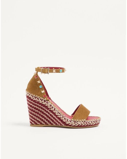Valentino Garavani Pink Rockstud Double Wedge Sandal