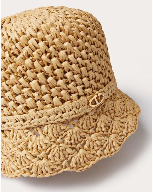 Valentino Garavani Natural Resort Crochet Bucket Hat With Metal Detail