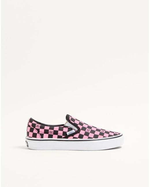Valentino Garavani White And Vans Fabric Slip-On Trainer With Vlogo Checkerboard Print 35