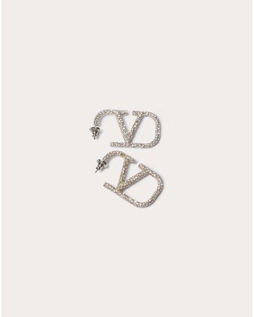 Valentino Garavani Natural Vlogo Signature Earrings In Metal And Swarovski® Crystals.