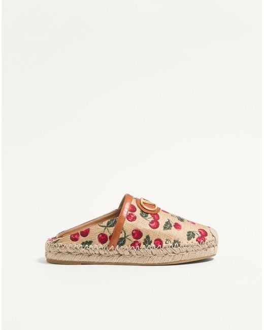 Valentino Garavani Pink Vlogo Signature Mule With Cherryfic Motif 25Mm 35