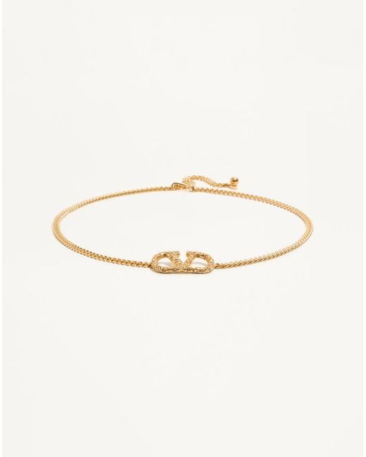 Valentino Garavani Natural Vlogo Signature Chain Belt With Crystals