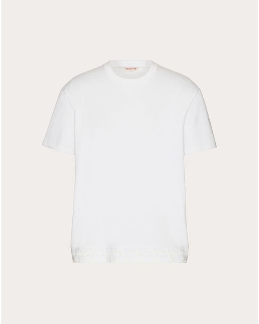 Valentino Natural Cotton T-shirt With Toile Iconographe Detail for men