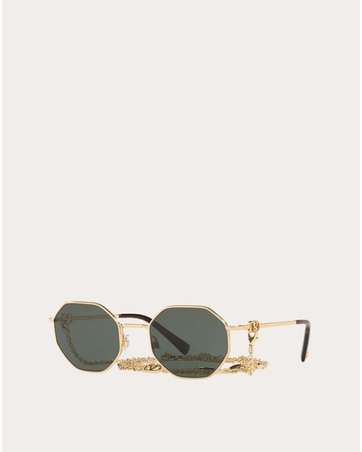 Valentino Achteckige Sonnenbrille Aus Metall Mit Kette Und Vlogo Signature  | Lyst DE