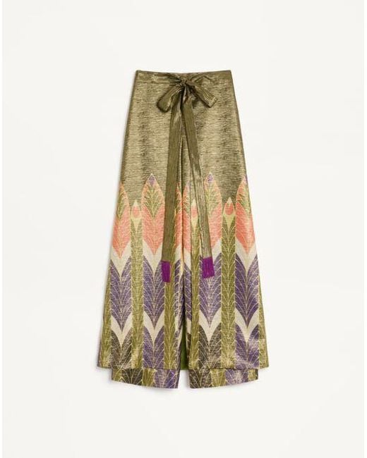 Valentino Natural Lurex Pants With Voyage Imaginaire Print