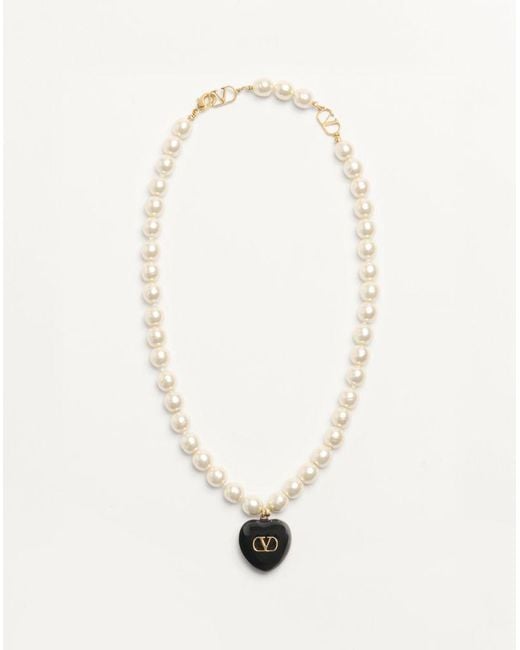 Valentino Garavani White Coeur Royal Necklace