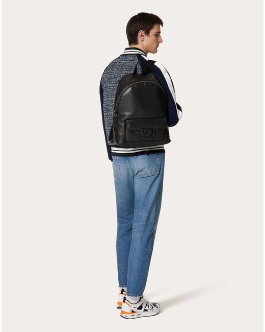 Valentino Garavani Black Noir Nappa Leather Backpack for men