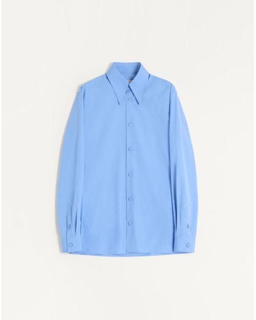 Valentino Blue Cotton Poplin Shirt for men