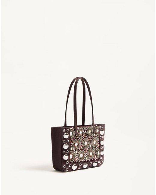 Valentino Garavani ヴァレンティノ ガラヴァーニ ネルコート ミニ エンブロイダリー ショッピングバッグ 女性 テスタディモロ White
