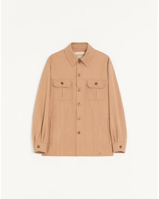 Valentino Natural Cotton Gabardine Shirt Jacket With Vlogo for men