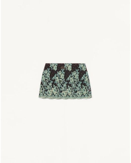 Valentino Green Short Lace Skirt