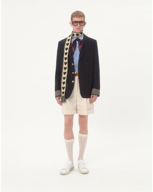 Valentino Bermudashorts Aus Baumwoll-Canvas Mit Bündchen Mann in Natural für Herren