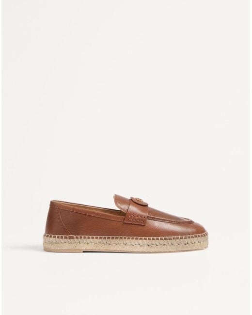 Valentino Garavani Brown Palm Avenue Calfskin Loafer 39 for men