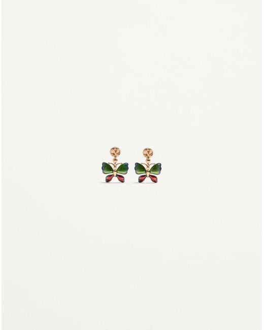 Valentino Garavani White Flutterby Metal And Enamel Earrings