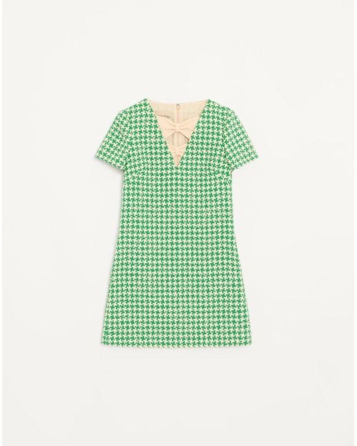 Valentino Green Short Houndstooth Tweed Dress