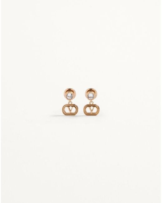 Valentino Garavani White Ovalette Metal And Swarovski Crystal Earrings
