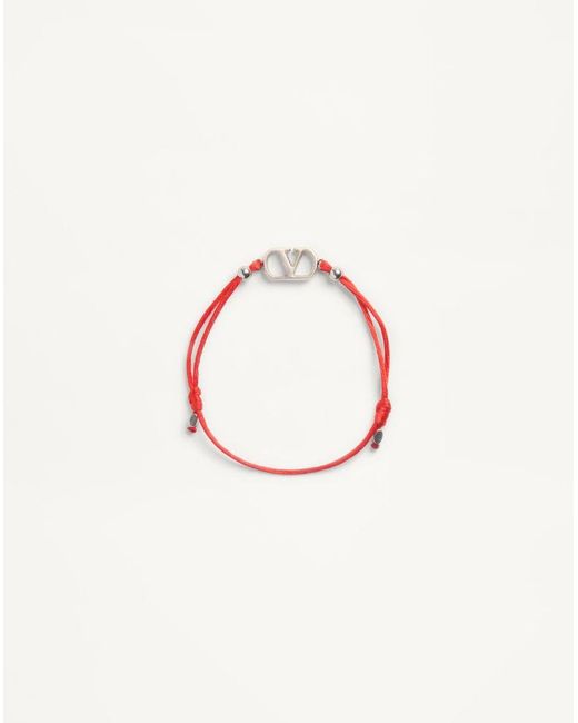 Valentino Garavani Pink Vlogo Signature Cotton Bracelet for men