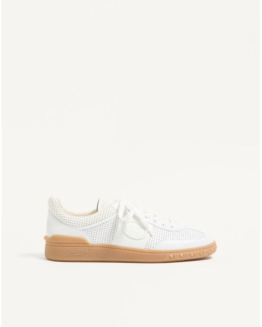 Valentino Garavani White Upvillage Low-Top Perforated Nappa Leather Sneaker 39 for men